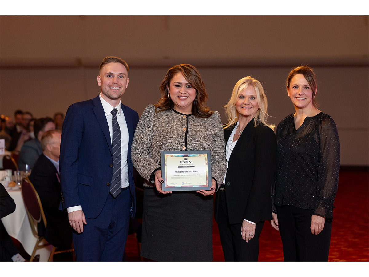 Karen Soraya Burch of the United Way of Dane County accepts their award.