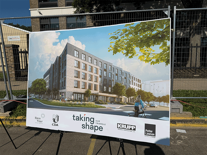 A rendering of the future Taking Shape Building B1. Current residents of the Brittingham Apartments are slated to move in here once construction is complete in late 2026 or early 2027.