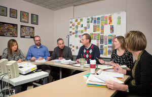 The Wisconsin Lottery’s game development section includes (left to right) Beth Pahnke, Chuck Klink, Saverio Maglio, Stephen Schelb, Stephanie Marks, and Kerry Harker.