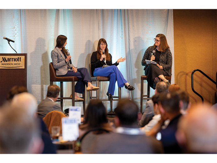 Left to right: New Year Investments' Sarah Neujahr and Anne Neujahr Morrison discuss their work with Katie Dean, In Business' editor-in-chief.