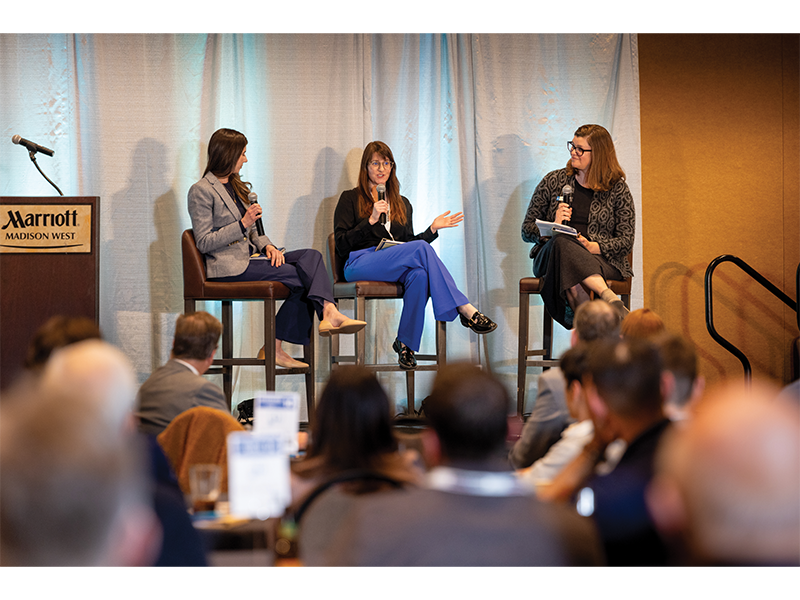 Left to right: New Year Investments' Sarah Neujahr and Anne Neujahr Morrison discuss their work with Katie Dean, In Business' editor-in-chief.