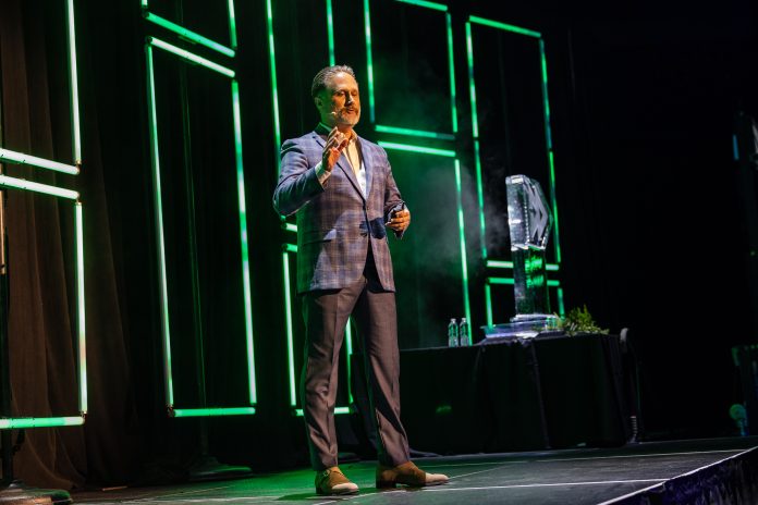 Zach Brandon, president of the Greater Madison Chamber of Commerce, updated IceBreaker attendees on current regional trends and emphasized population growth as a critical factor in fueling future progress and collaboration.