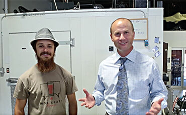 Madison Noteworthy co-host Mike Victorson (right) gets the inside scoop on Madison’s Mobcraft brewery.