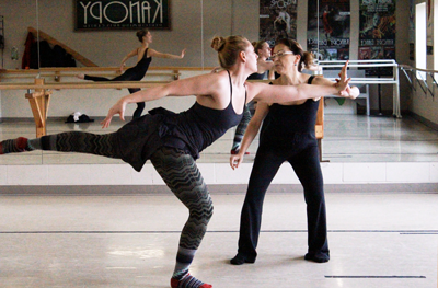 Lisa Thurrell coaches Kanopy dancers at a recent practice.