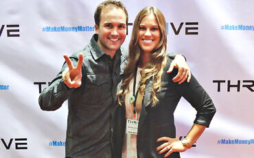 Jenna Atkinson with John Lee Dumas, host of the daily Entrepreneur on Fire podcast.