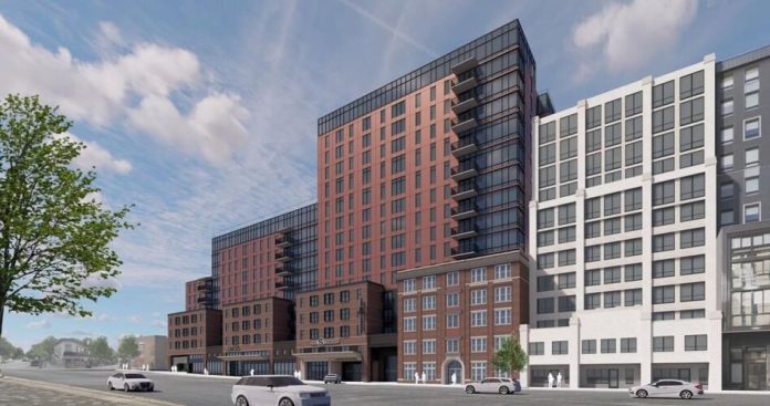 Landmark Properties is proposing a 16-story apartment building in downtown Madison that would offer 261 residential units and 974 total beds.