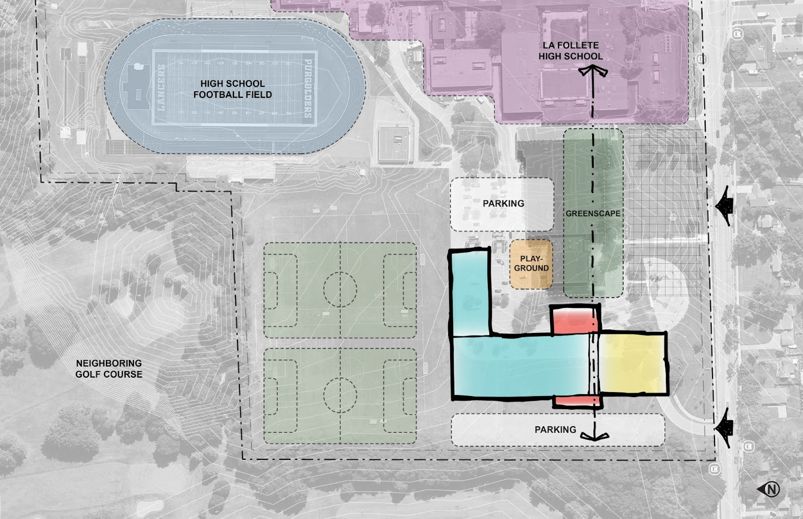Preliminary concept for Ray F. Sennett Middle School