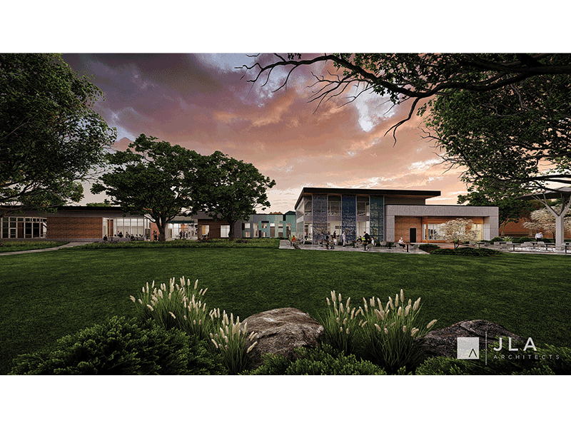 JLA Architects incorporated expansive windows into the Imagination Center's design to highlight views of the surrounding parkland.