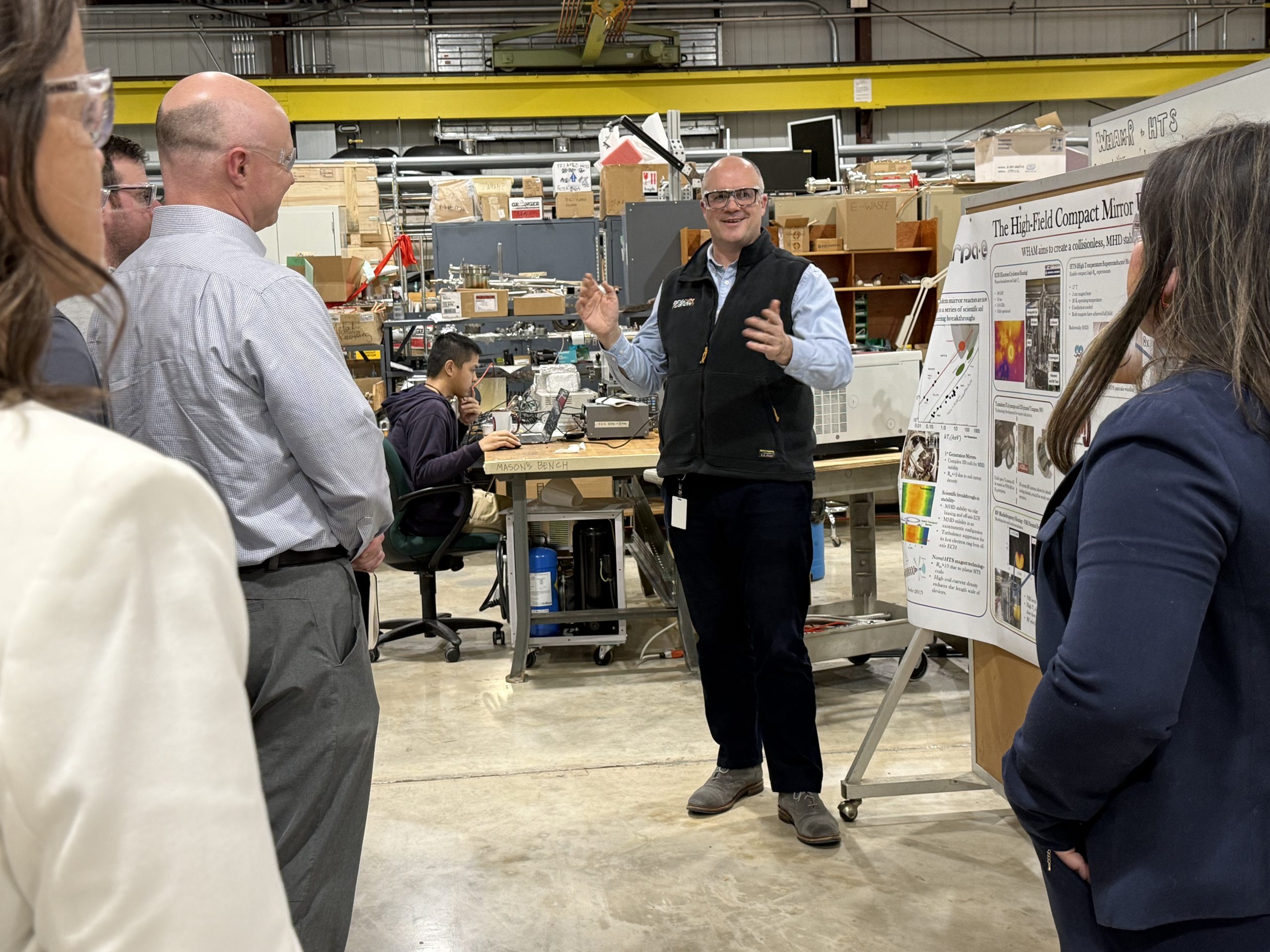 Realta CEO Kieran Furlong led a tour through the UW-Madison Physical Sciences Lab, which houses the WHAM experiment, a fusion project the company works on in collaboration with the university.