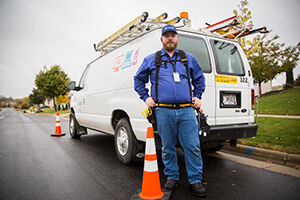 Before heading to a service call, Jason Andrew makes sure he’s well equipped and his van is secure.
