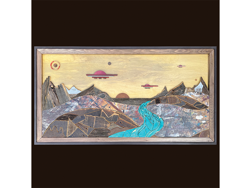 Madison artist Joseph Taylor creates fantastical scenes with reclaimed wood, some of which are displayed at Epic Systems in Verona.