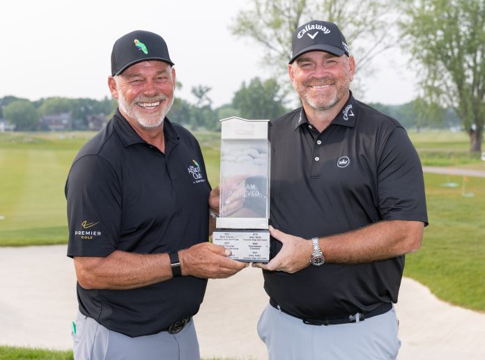 The pair of Darren Clark and Thomas Bjørn, winners of the 2025 PGA TOUR Champions American Family Insurance Championship