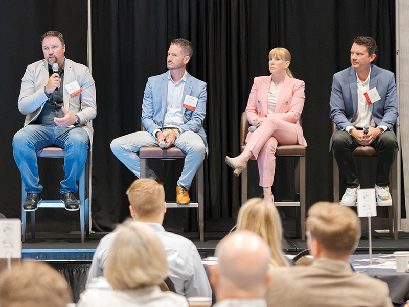 Panelist Chris Richards address the state of office development. Joining Richards on the panel were James West and Gretchen Richards, both of the Madison office of CBRE, and Chris Ehlers of Veridian Homes.