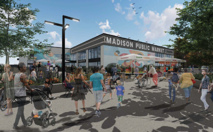 The Madison Public Market project was set to have shovels in the ground in November but now has an uncertain future. (MSR Design)