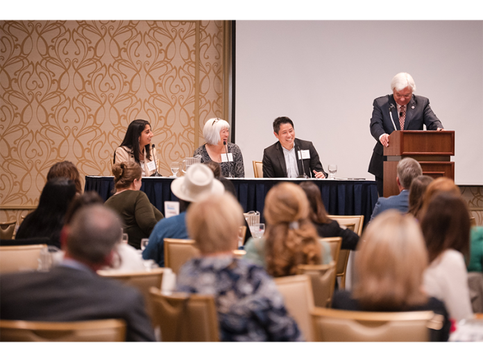 L-R: Panelists Carissa Kathuria (Epic), Dr. Ibuki Kimura (SSM Health) and Frank Liao (UW Health) fielded questions from moderator, Dr. Frank Byrne.