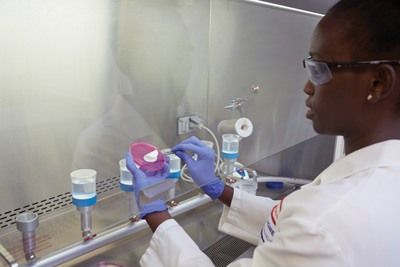 Agnes Kisai performs analytical testing in Scientific Protein Labs’ Quality Assurance/Quality Control Lab.