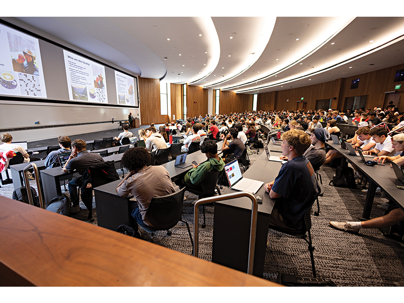 Hundreds of students attend Kathryn Jensen's class on data science programming.