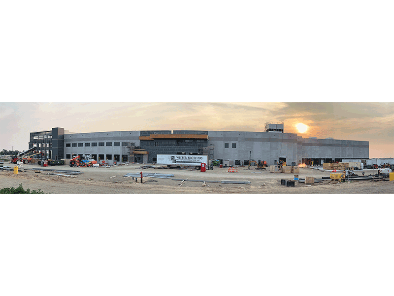 The distribution center, shown here nearing completion, will include a freezer, cooler and dry goods storage, along with four banana ripening rooms.