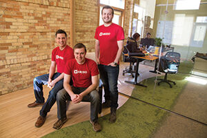 Alec Slocum, left, and business partners Adam Olien and Chad Aldous started Abodo with $2,000 from their personal bank accounts. Thus far, their company has raised just over $1.5 million from investors.