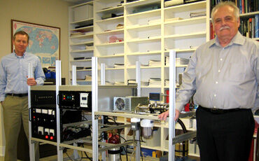 John Peterman (left) and Dennis Bahr hope their accelerator will lead to advancements in imaging technology.