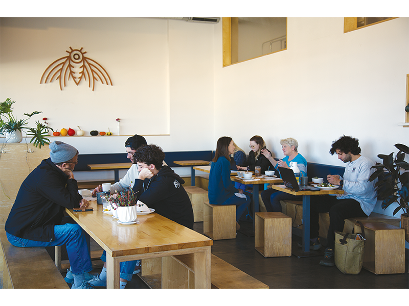 Patrons enjoy coffee and food at Wonderstate's Viroqua cafe.