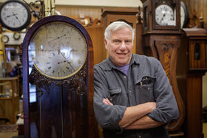 “We care about overhead, principle, and being good to the customer,” insists a no-nonsense Karl Kappel, standing next to one of his favorite astronomical regulators.