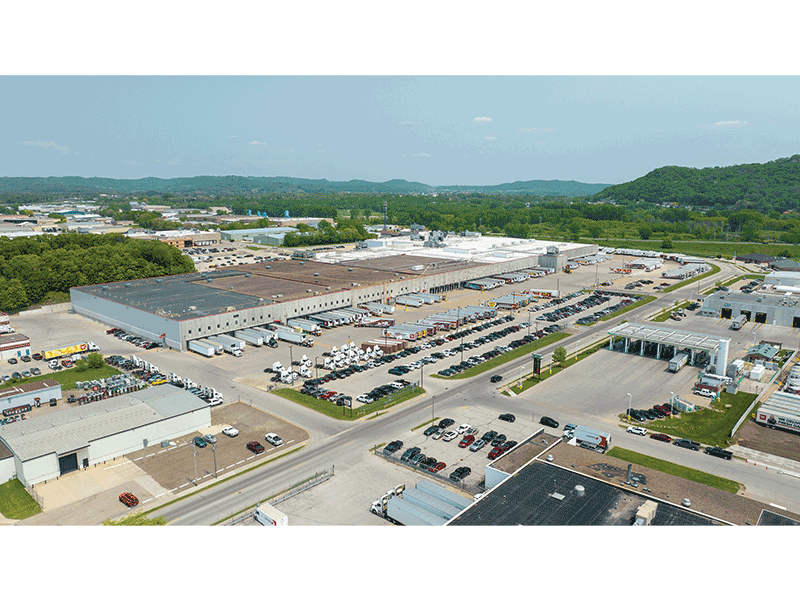 Kwik Trip's campus in La Crosse includes space for the large fleet of trucks that carry its products to 900 convenience stores six days per week.