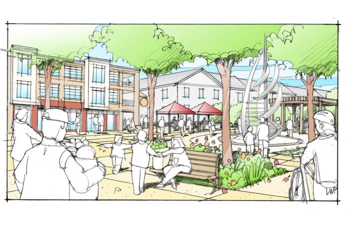 This rendering was used in the proposal process to display the look/feel of the master-planned community. Rendering by Vandewalle & Associates