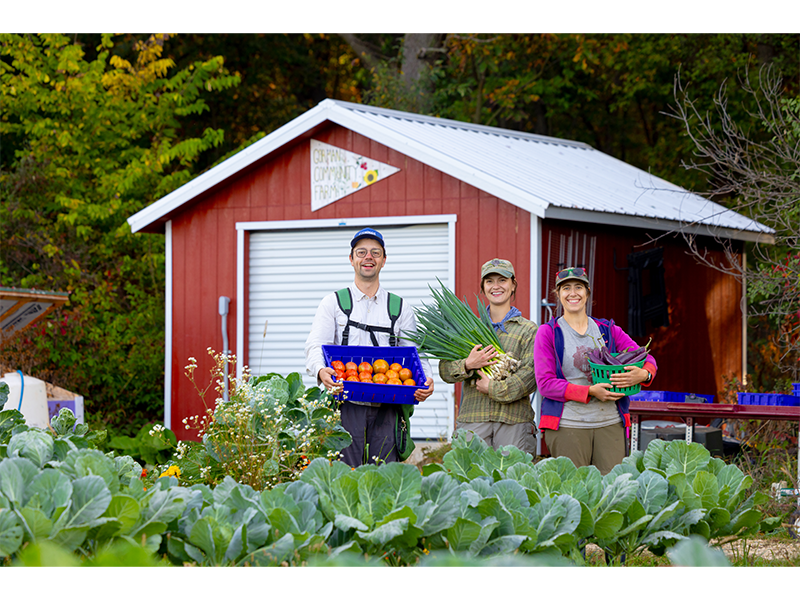 Left to right: Tom Bryan, Ellen Avenarius and Rachel Wortsman grow fresh vegetables for the residents of Gorman & Company's affordable housing developments. Healthy Food for All picks up the produce each week and delivers it.