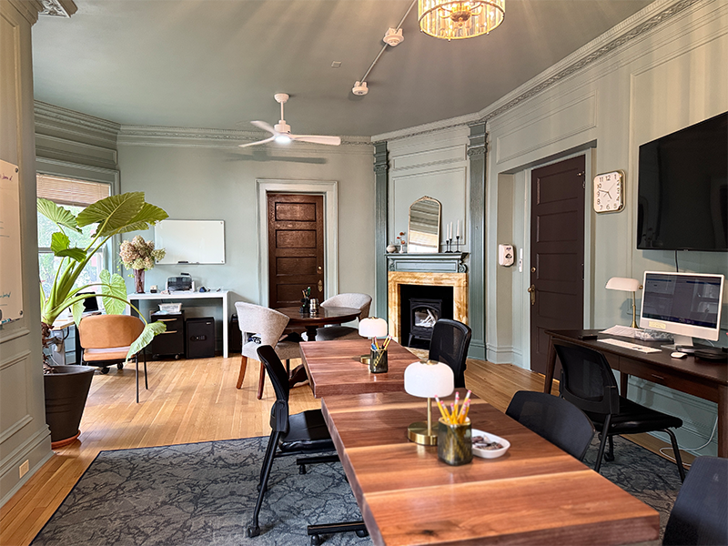 AFTER picture.Warmer colors and more interior design elements in the Yahara House business center show the work of local designers in the 2025