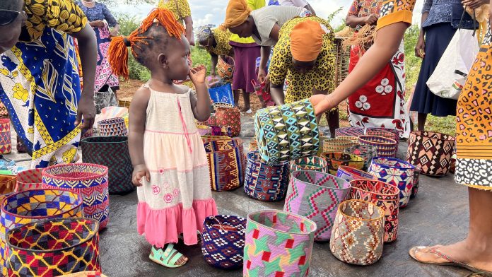 Merry-Go-Strong baskets are crocheted by Kenyan women. Income from the basket sales help them support their families and pay for their daughters to go to school.