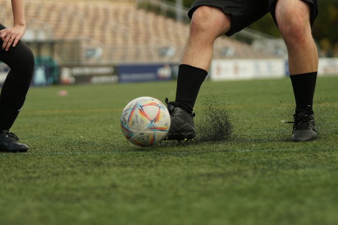 Soccer duel at Breese Stevens Field.