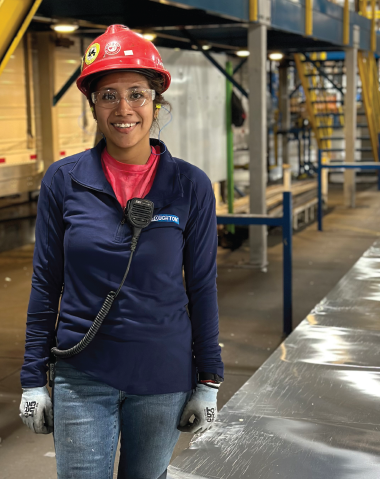 At the Stoughton Trailers’ Evansville plant, Raquel Cruz has progressed quickly and now she manages about a dozen workers who build refrigerated trailers.