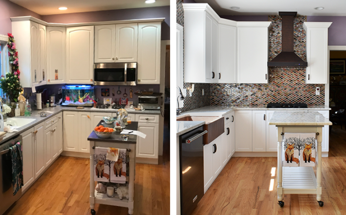 Before and after of a fast kitchen remodel from Kitchen Tune-Up.