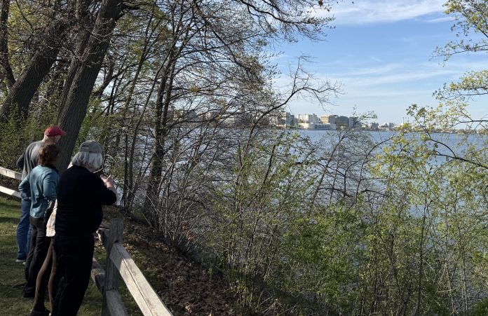 Ahead of its transformation, community members looked out over the Lake Monona waterfront from a vantage point at Olin Park.