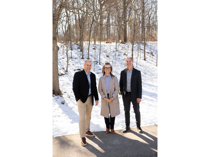 Agrace CEO Lynne Sexten (center) joins forces with Ben Menaker of JP Cullen (left) and Duane Helwig of Community Living Solutions (right) to envision a new kind of memory care community.