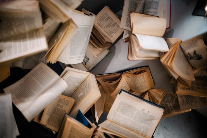 Books falling