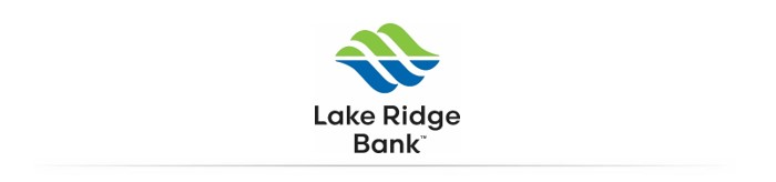 Blue and green Lake Ridge Bank logo