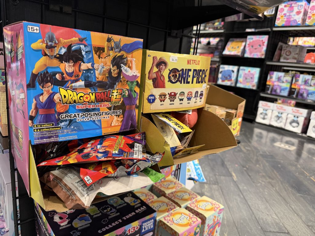 Dragon Ball and One Piece blind bag figures at Toys R Us