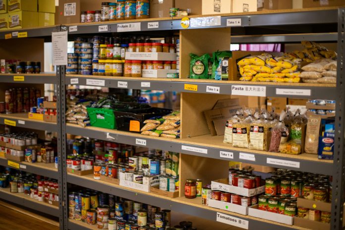 Shelves of food