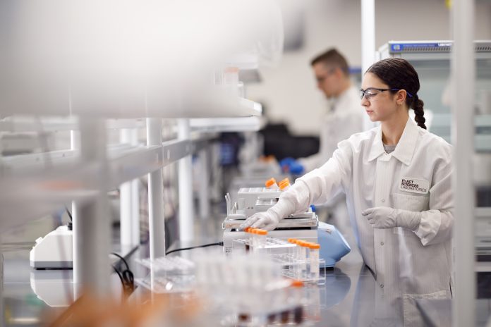 Two people working in a lab