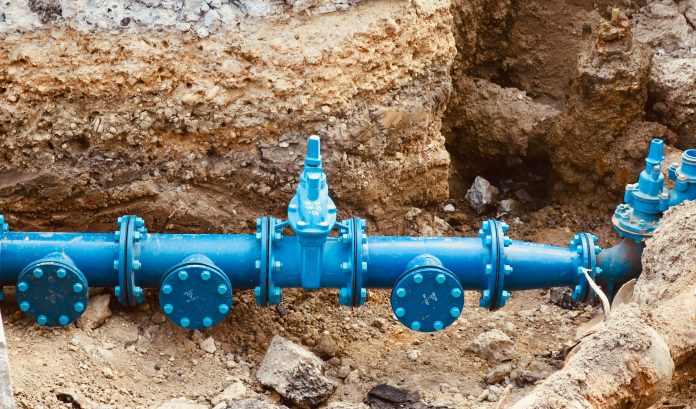 A blue gas pipe